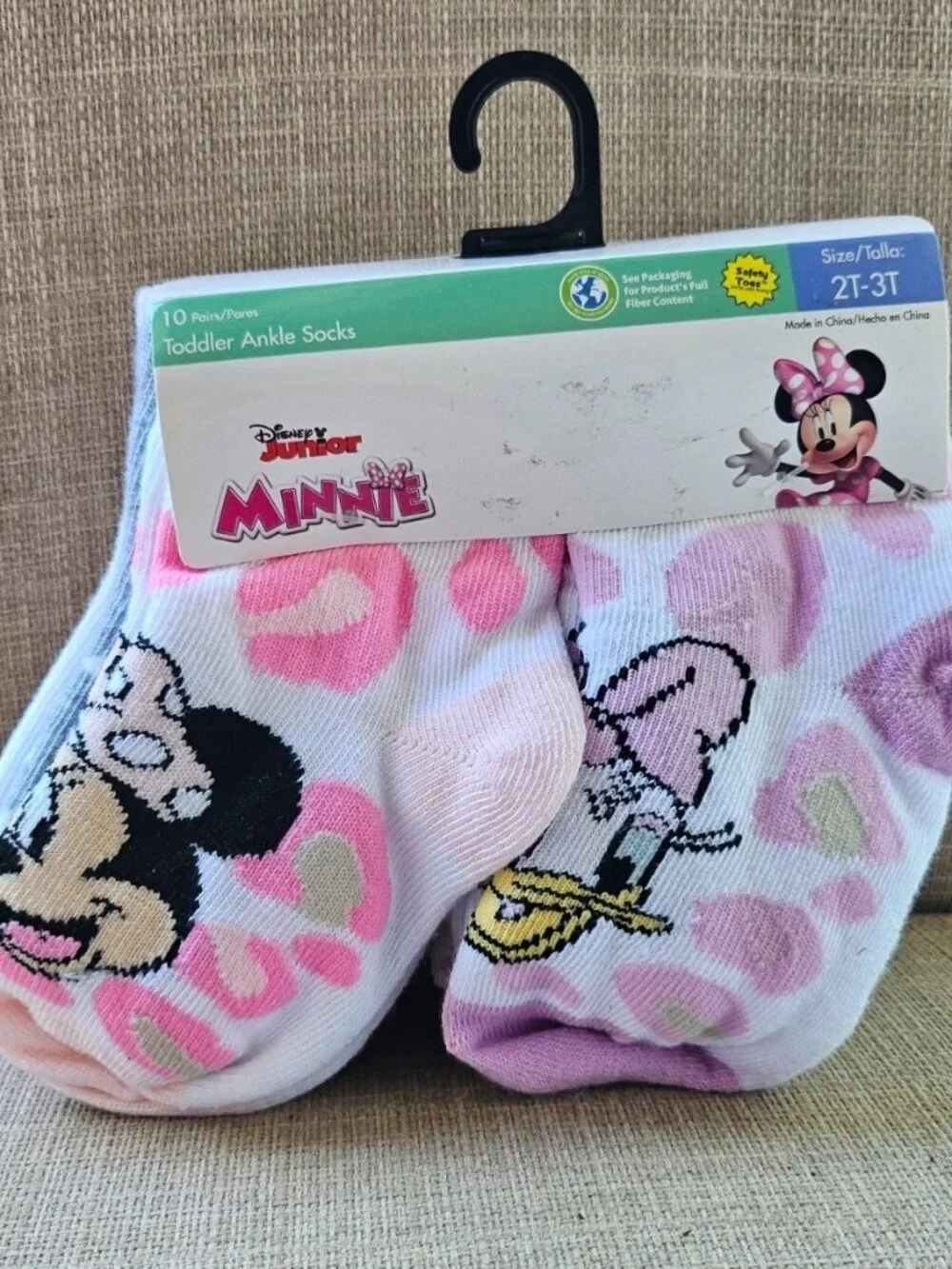 Disney Minnie Mouse Kids Socks set of 10 Multi Color Ankle Socks Size 2T-3T NEW